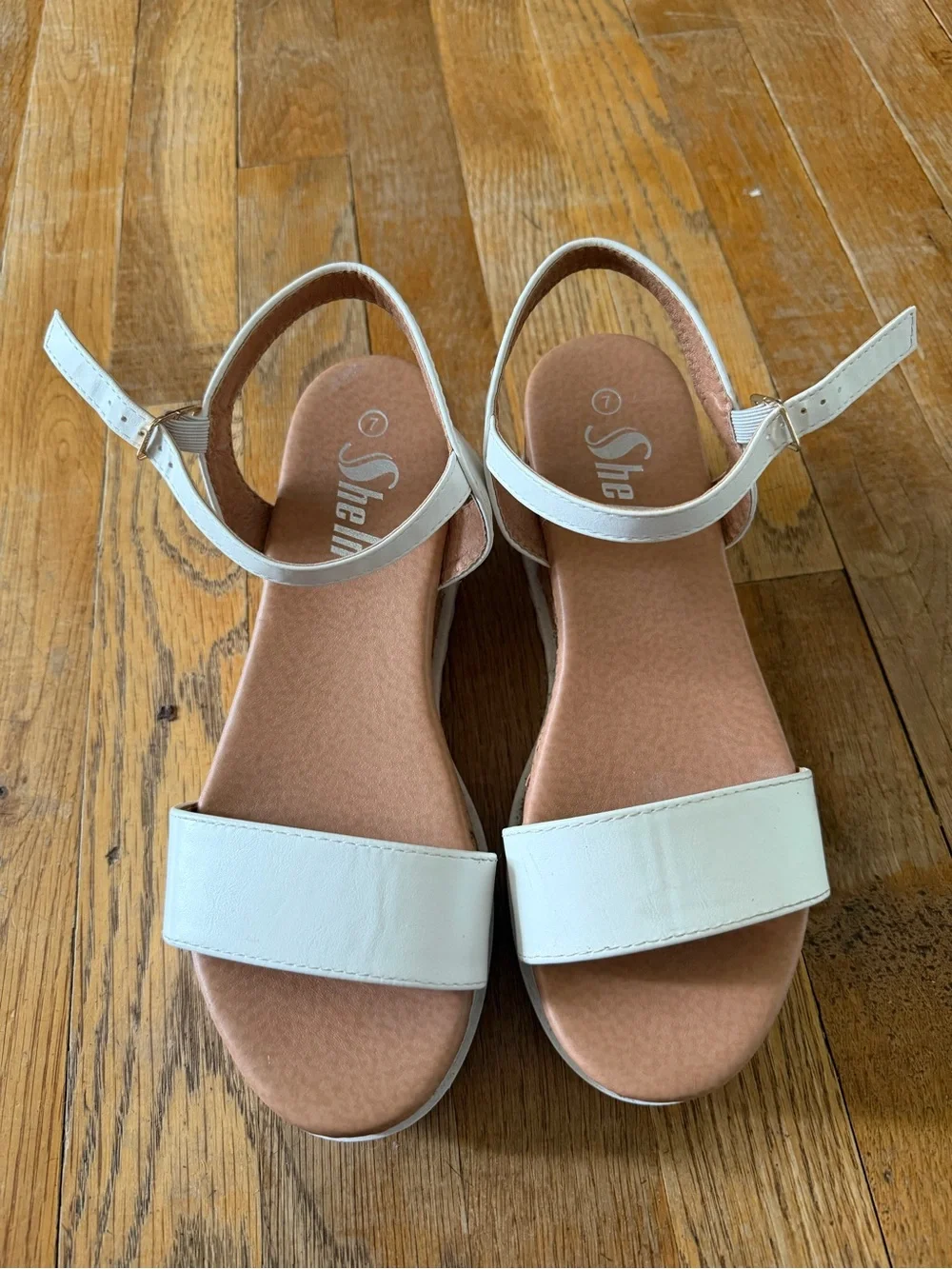 White Cork Platform Ankle-Strap Sandals